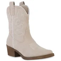 VAN HILL Damen Stiefeletten Cowboy Boots Stickereien Schuhe 840203,
