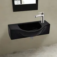 VidaXL Keramik Waschbecken mit Hahnloch schwarz