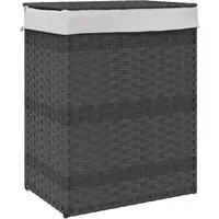 VidaXL Wäschekorb mit Deckel Grau 46x33x60 cm Poly Rattan