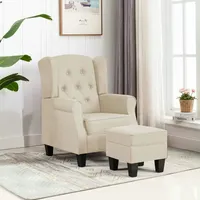 VidaXL Sessel mit Fußhocker Creme Stoff