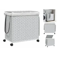 VidaXL Wäschekorb mit Rollen Weiß 60x35x60,5 cm Rattan