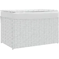 VidaXL Wäschekorb mit Deckel Weiß 55,5x35x34 cm Poly Rattan