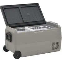 VidaXL Kühlbox mit Rollen und Adapter Schwarz & Grau