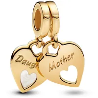Pandora Moments Doppeltes Herz Charm-Anhänger aus Sterling Silber mit