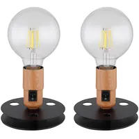 GLOBO Tischlampe Vintage Nachttischlampe Industrial schwarz Tischlampenfuss ohne Schirm,