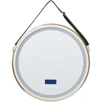 Beliani Badspiegel Silber Rund ⌀ 60 cm mit Goldrahmen