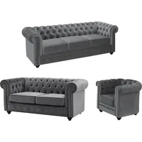 Vente-unique Sofa 3-Sitzer & 2-Sitzer & Sessel - Samt