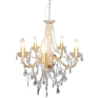 NÄVE Kronleuchter Cecilia, gold Kristalle Wohnzimmerlampe H 85 cm,