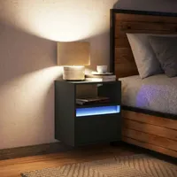 VidaXL Wand-Nachttisch mit LED-Leuchten Schwarz