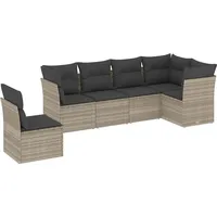VidaXL Garten-Sofagarnitur 6-tlg. hellgrau