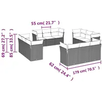 VidaXL Garten-Sofagarnitur 12-tlg. grau