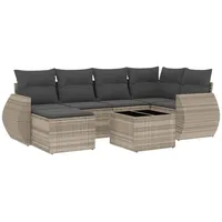 VidaXL Garten-Sofagarnitur 7-tlg. hellgrau