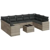 VidaXL Garten-Sofagarnitur 10-tlg. hellgrau