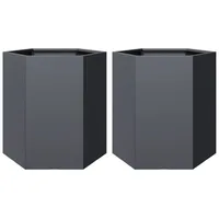 VidaXL Pflanzkübel 2 Stück Anthrazit Sechseckig 46x40x45 Stahl