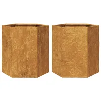 VidaXL Pflanzkübel 2 Stk. Sechseckig 46x40x45 cm Wetterfester Stahl