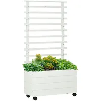 Outsunny Pflanzkasten mit Rankgitter, Blumenkasten mit Rollen, Hochbeet für