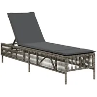 VidaXL Sonnenliege mit Auflage Grau Poly Rattan