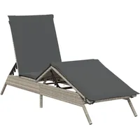 VidaXL Sonnenliege mit Auflage Hellgrau Poly Rattan