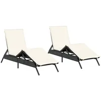 VidaXL Sonnenliegen mit Auflagen 2 Stk. Schwarz Poly Rattan