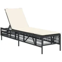 VidaXL Sonnenliege mit Auflage Schwarz Poly-Rattan