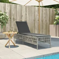 VidaXL Sonnenliege mit Auflage Hellgrau Poly Rattan