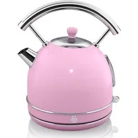 Swan Retro Elektrisch Wasserkocher 1,8L Vintage Abschaltautomatik Kabellos, Edelstahl,