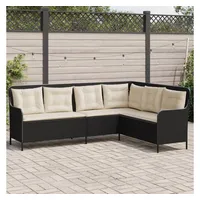 VidaXL Gartensofa in L-Form mit Kissen Schwarz Poly Rattan