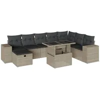 VidaXL Garten-Sofagarnitur 9-tlg. grau