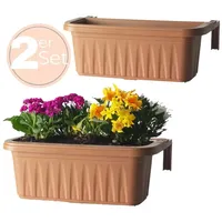 GarPet 2x Blumenkasten Balkongeländer Balkon Blumenkasten Balkonkasten mit Halterung