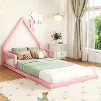 SOFTWEARY Kinderbett mit Lattenrost, 90x200 cm, Hausbett, Bodenbett, Jugendbett,