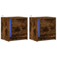 VidaXL Nachttische mit LED-Leuchten 2 Stk. Räuchereiche Holzwerkstoff