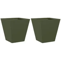 VidaXL Pflanzkübel 2 Stk. Olivgrün 30x30x30 Stahl
