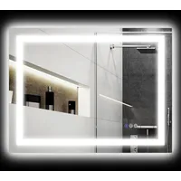Homcom Badspiegel mit Beleuchtung, Wandspiegel mit 3 Lichtfarben Touch-Schalter,
