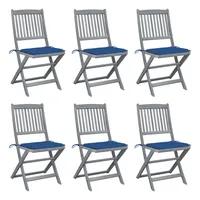 VidaXL Klappbare Gartenstühle 6 Stk. mit Sitzkissen Massivholz Akazie