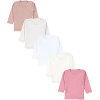 TupTam Unisex Baby Wickelshirt Langarm 5er Pack, Farbe: Weiß