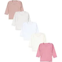 TupTam Unisex Baby Wickelshirt Langarm 5er Pack, Farbe: Weiß