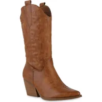 VAN HILL Cowboystiefel in Hellbraun