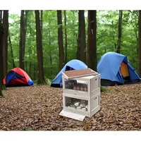 Xcase 2er-Set Camping-Aufbewahrungsboxen, falt- & stapelbar, MDF-Ablage, 55l