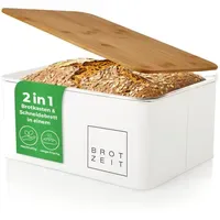 Lumaland Brotkasten Cuisine weiß mit Bambusdeckel Weiß | Gr.: