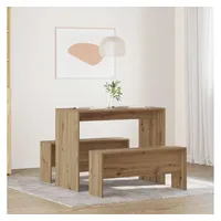 VidaXL 3-tlg. Esstisch und Bank Set Artisan-Eiche Holzwerkstoff