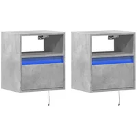VidaXL TV-Wandschränke LED-Beleuchtung 2 Stk. Betongrau 41x31x45 cm