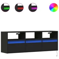 VidaXL TV-Wandschrank mit LED-Beleuchtung Schwarz 130x31x45 cm