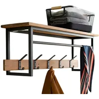 Dekoleidenschaft Garderobe Industrial aus Holz & Metall, schwarz, mit