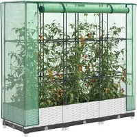 VidaXL Hochbeet mit Gewächshaus-Aufsatz Rattan-Optik Weiß 120 x 123