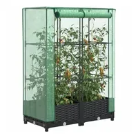 VidaXL Hochbeet mit Gewächshaus-Aufsatz Rattan-Optik Schwarz 80 x 123