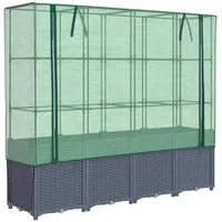VidaXL Hochbeet mit Gewächshaus-Aufsatz Rattan-Optik 160x40x153 cm