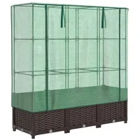VidaXL Hochbeet mit Gewächshaus-Aufsatz Rattan-Optik 120x40x138 cm