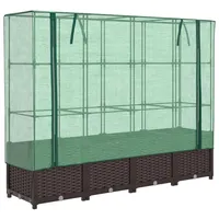 VidaXL Hochbeet mit Gewächshaus-Aufsatz Rattan-Optik 160x40x138 cm
