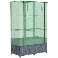VidaXL Hochbeet mit Gewächshaus-Aufsatz Rattan-Optik 80x40x138 cm