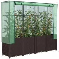 VidaXL Hochbeet mit Gewächshaus-Aufsatz Rattan-Optik Braun 160 x 153